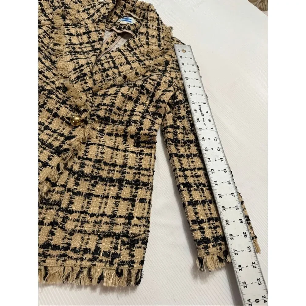 Kate Spade New York Metallic Plaid Tweed Blazer Size 2